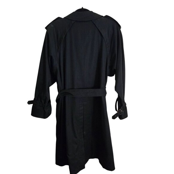 Burberrys London Vintage Classic Black Nova Check Trench Coat Size 12 - Picture 3 of 9